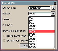 File > Export > Resize